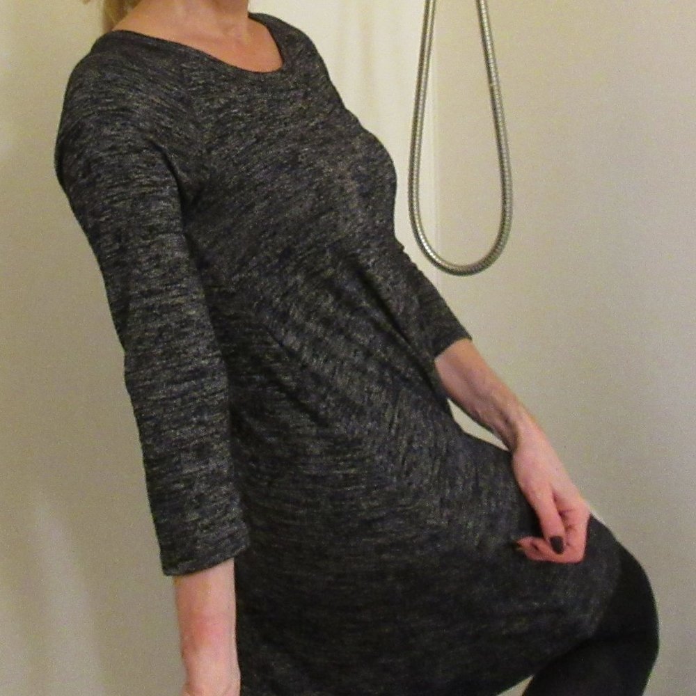 GAP Black Flecked Knit LS Dress, size M